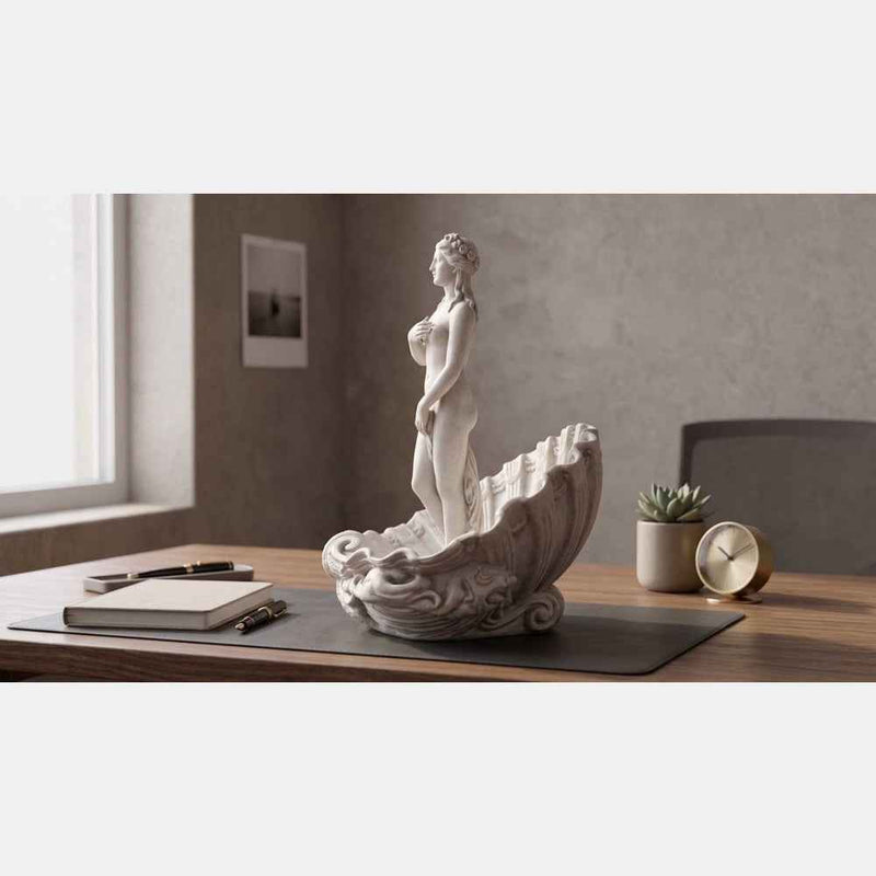 Scultura Venere Anadiomene, Statua Dea Greca della Mitologia Classica, Decorazione a Conchiglia, Statuetta in Resina Elegante per Casa e Ufficio
