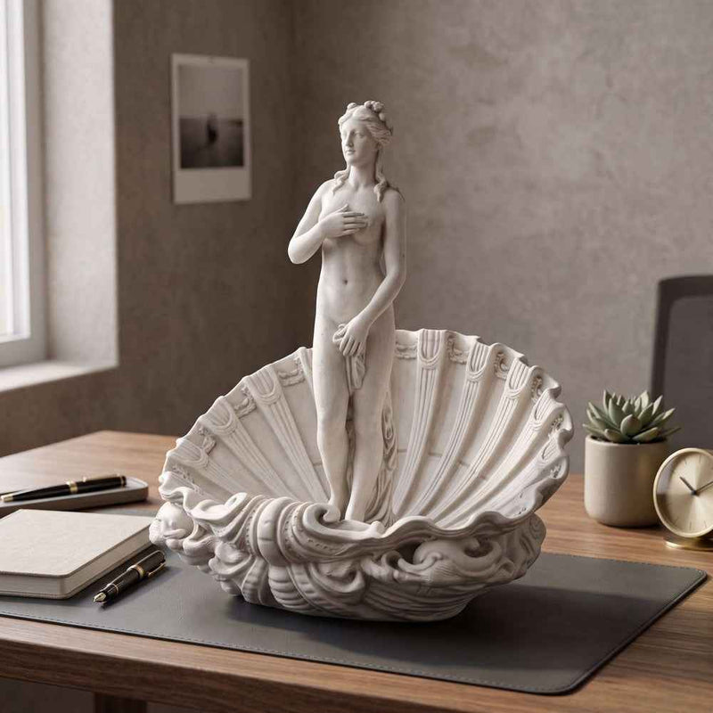 Scultura Venere Anadiomene, Statua Dea Greca della Mitologia Classica, Decorazione a Conchiglia, Statuetta in Resina Elegante per Casa e Ufficio