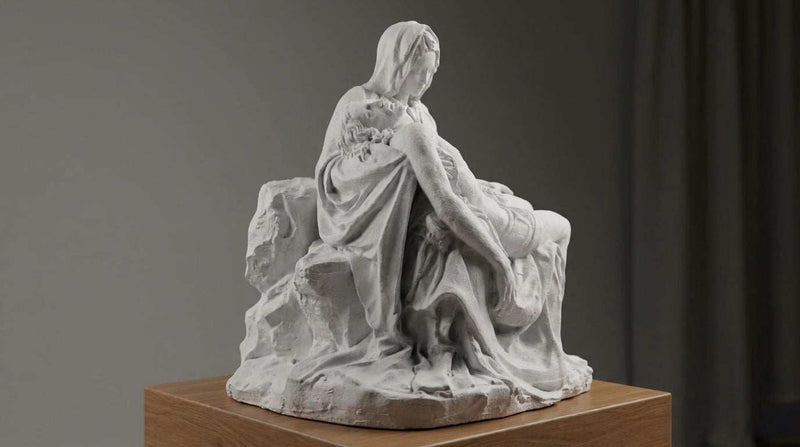 Pietà di Michelangelo — Statua Religiosa in Resina Effetto Marmo - Taraflo