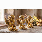 Set 3 Angioletti Dorati "Non Vedo, Non Sento, Non Parlo" – Statuette in Oro Lucido Barocco e Glamour