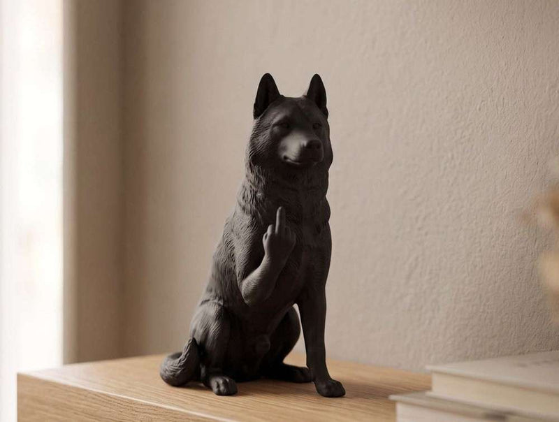 Statuetta cane Siberian Husky in resina 3D, rifinita a mano, design elegante e avventuroso