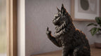 Estátua de resina de Maine Coon preto – Escultura elegante para amantes de gatos