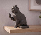 Estátua de gato British Shorthair em resina – Escultura elegante para amantes de gatos, decoração moderna para a casa, presente para apaixonados por gatos