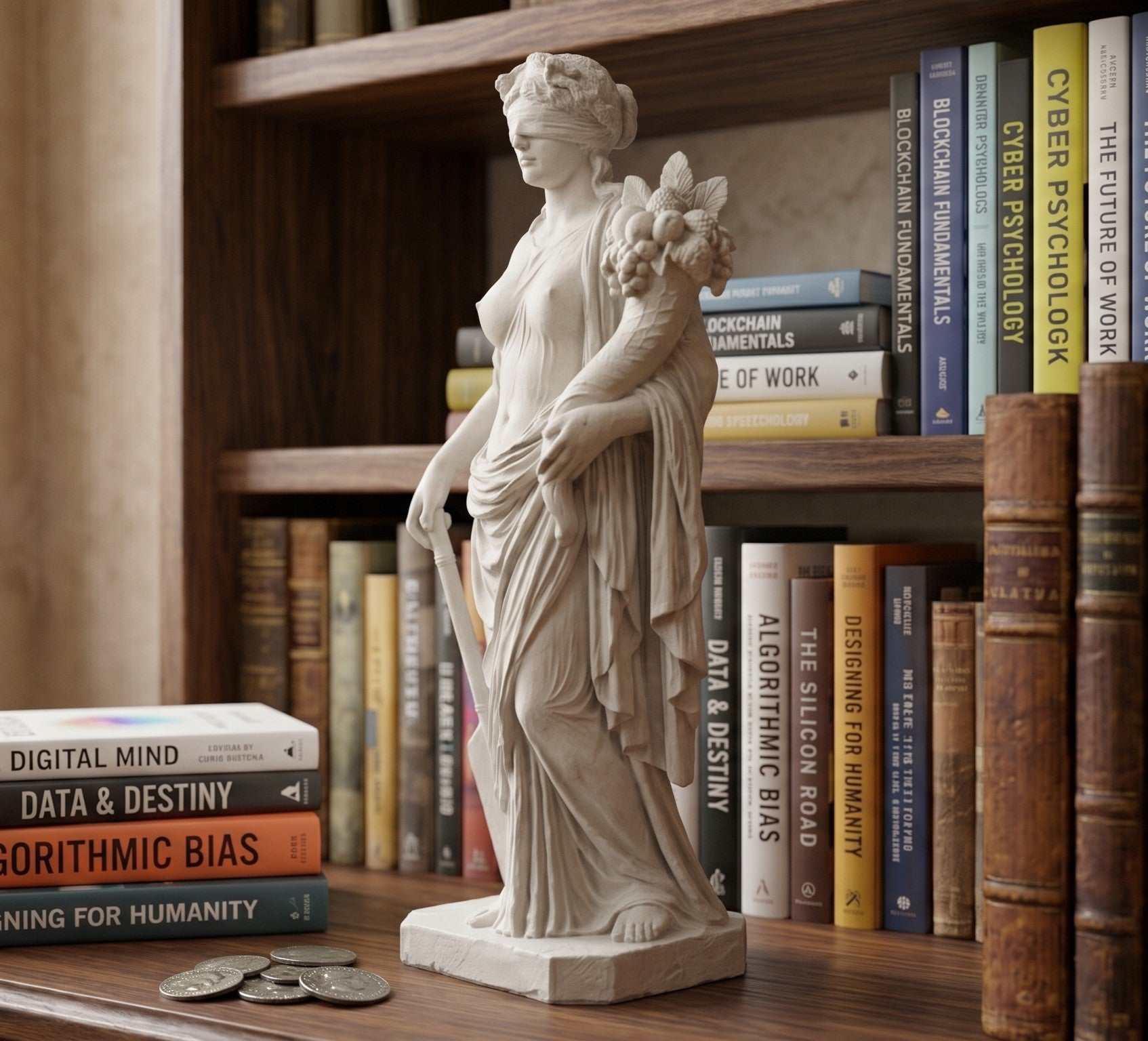 Scultura Classica Dea della Fortuna: Effetto Gesso Moderno
