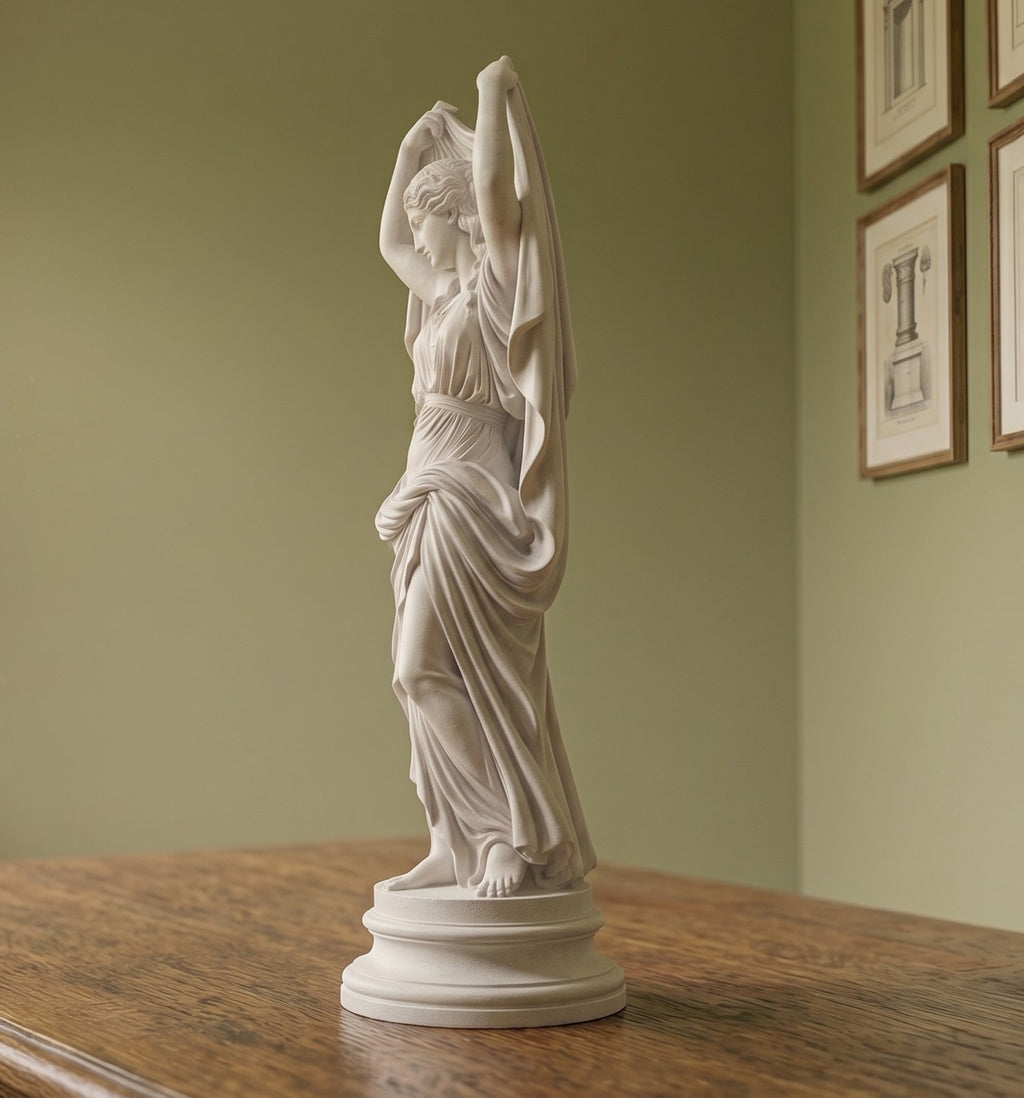 Vénus voilée en résine effet plâtre blanc-Sculpture gréco-romaine classique aux drapés élégants-Objet de décoration à poser et à collectionner pour le salon, le bureau et la maison
