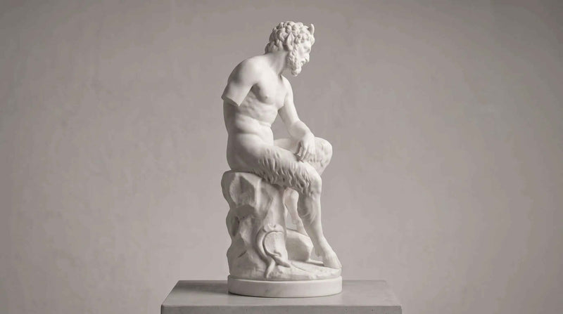 Fauno a Riposo — Scultura in Resina ABS Bianca Opaca - Taraflo