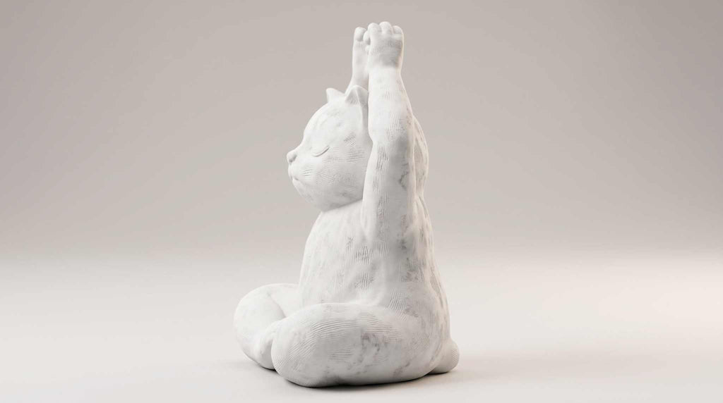 Statua Gatto Yoga in Meditazione Nera Opaca – Statuetta Decorativa Zen e Regalo per Amanti dei Gatti