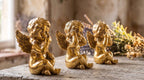 Set 3 Angioletti Dorati "Non Vedo, Non Sento, Non Parlo" – Statuette in Oro Lucido Barocco e Glamour