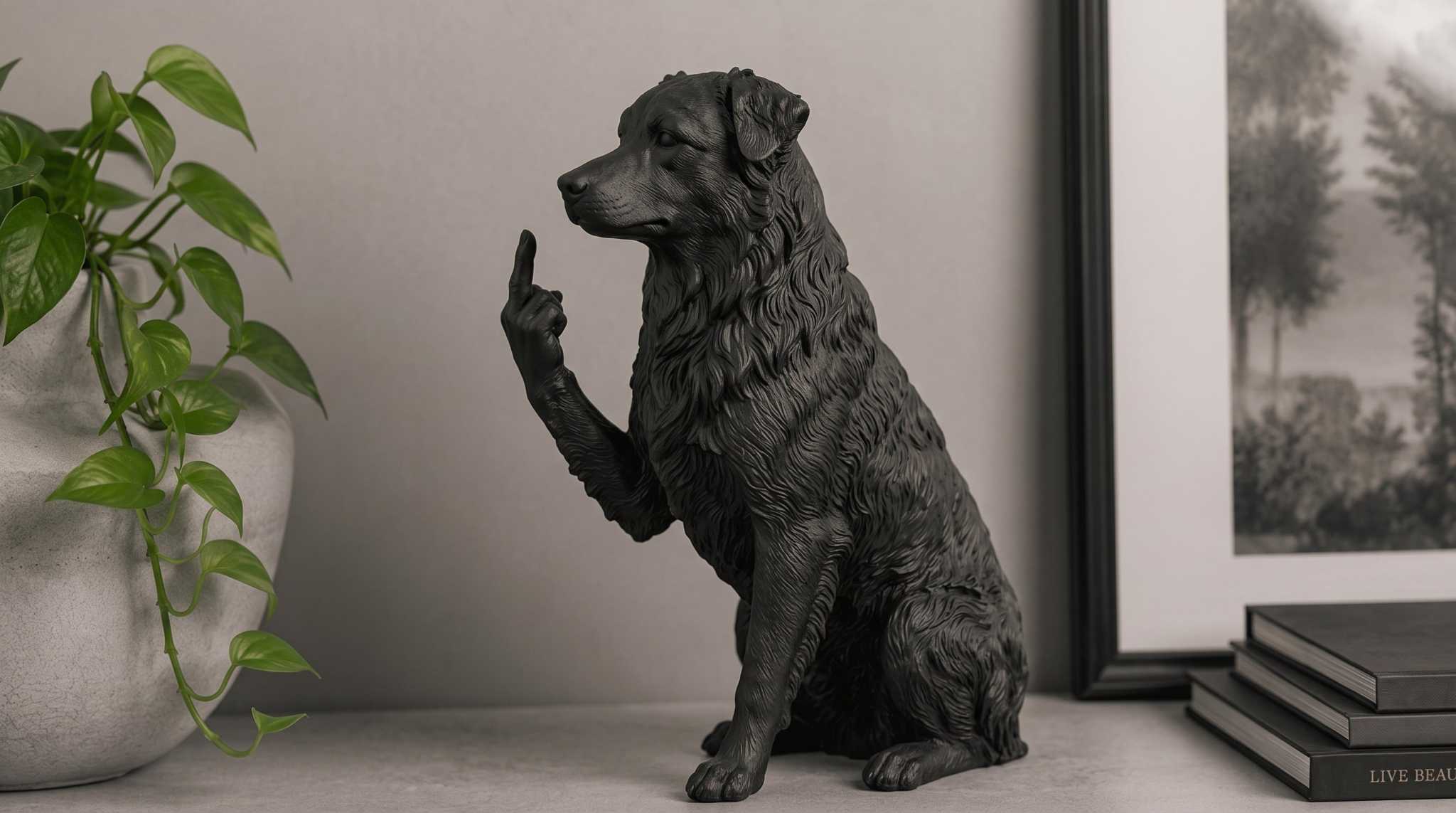 Pastor australiano — Estatuilla de perro "Bien educado... pero no demasiado"