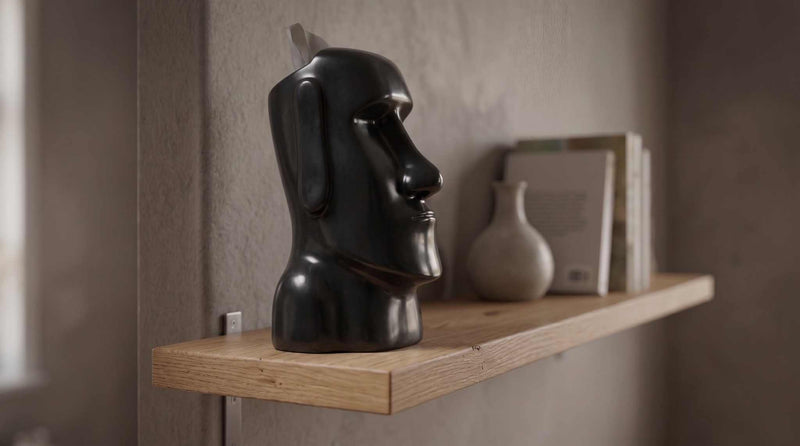 Scultura Minimalista Moai Nera - Statuetta di Design per Interni Moderni e Decorazione Casa