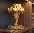 Scultura Dorata Decorativa, Tempesta Astratta in Resina Oro