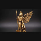 Goldene Statue der geflügelten Athene – Skulptur der Göttin der Weisheit mit Eule und Speer