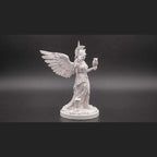 Estatua de Atenea Alada con Lechuza y Lanza – Escultura de la Diosa de la Sabiduría en Resina con Efecto de Yeso Blanco – Decoración Clásica y Mitología Griega