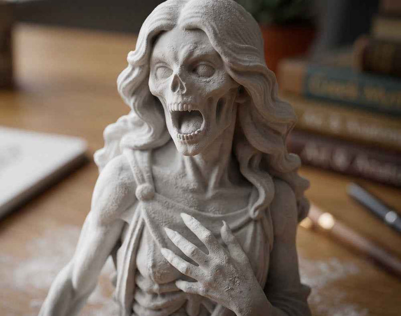 Statua Banshee Spettro Femminile in Resina Effetto Gesso – Scultura Gotica | Arredo Dark Academia