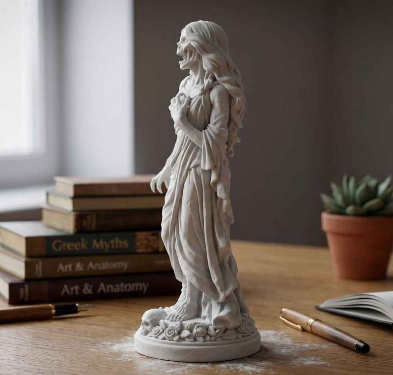 Statua Banshee Spettro Femminile in Resina Effetto Gesso – Scultura Gotica | Arredo Dark Academia
