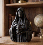 Statua Busto Illuminati Memento Mori in Resina Nera – Scultura Esoterica con Occhio della Provvidenza e Teschio | Arredo Occulto e Dark Academia
