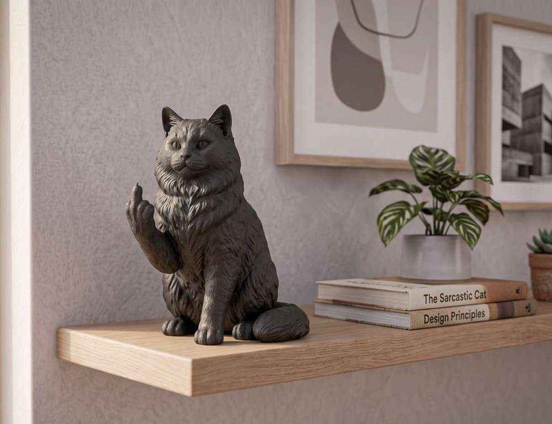 Statua Gatto Ragdoll in Resina – Decorazione Elegante per Amanti dei Gatti, Scultura Moderna Cat Lover Gift
