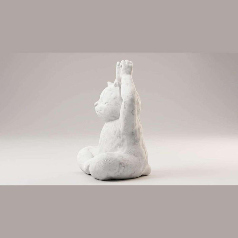 Statua Gatto Yoga in Meditazione Nera Opaca – Statuetta Decorativa Zen e Regalo per Amanti dei Gatti