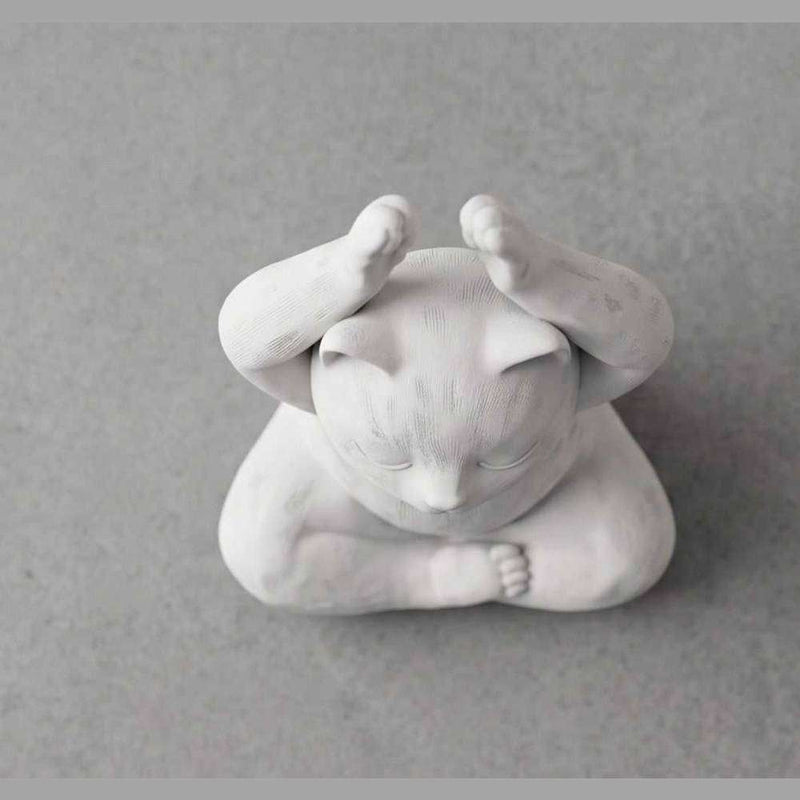 Statua Gatto Yoga in Meditazione Nera Opaca – Statuetta Decorativa Zen e Regalo per Amanti dei Gatti