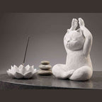 Statua Gatto Yoga in Meditazione Nera Opaca – Statuetta Decorativa Zen e Regalo per Amanti dei Gatti