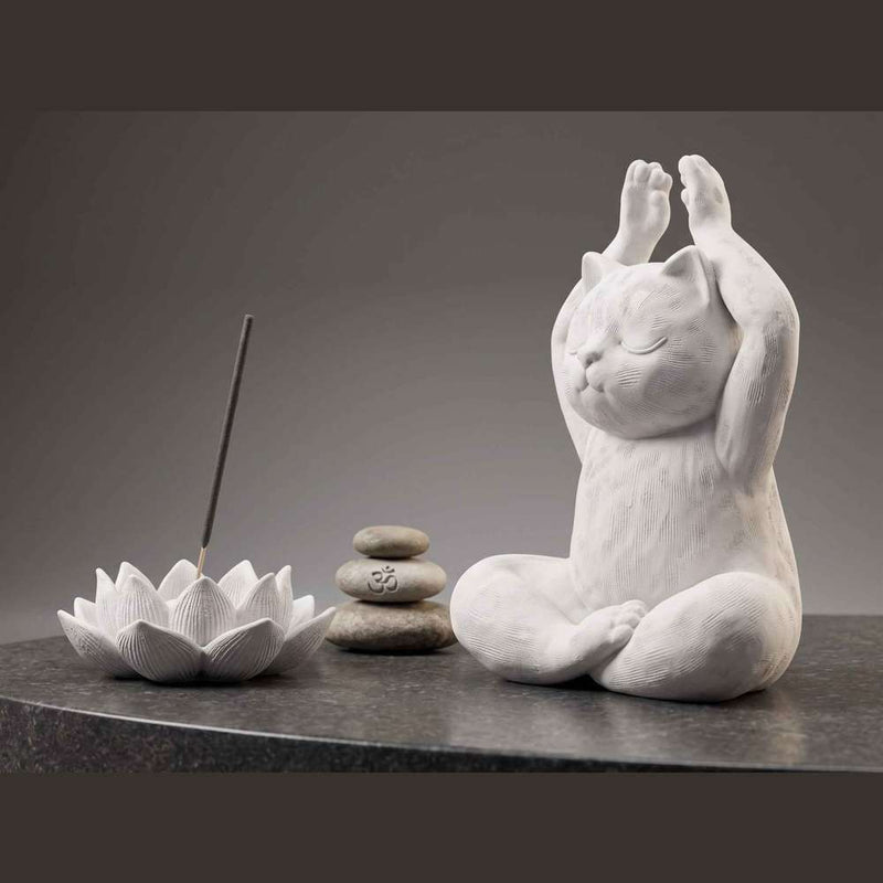 Statua Gatto Yoga in Meditazione Nera Opaca – Statuetta Decorativa Zen e Regalo per Amanti dei Gatti