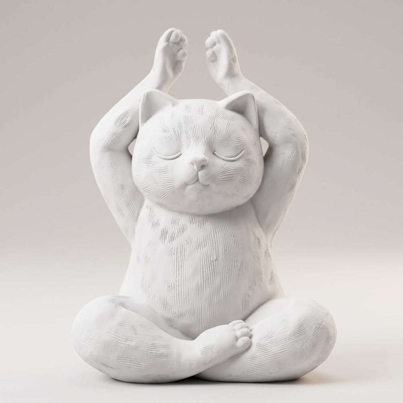 Statua Gatto Yoga in Meditazione Nera Opaca – Statuetta Decorativa Zen e Regalo per Amanti dei Gatti