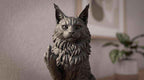 Statua Maine Coon Nero in Resina – Scultura Elegante per Amanti dei Gatti