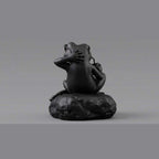 Matte Black Relaxing Frog Statue with Sunglasses – Funny Decorative Figurine and Modern Resin Design