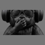 Statua Scimmia DJ con Cuffie e Occhiali Nera Opaca – Statuetta Pop Art Modern "Non Parlo" da Scrivania