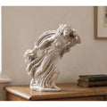 Statua Tempesta in resina bianca opaca rappresentante la dea del vento e del maltempo con design moderno ed elegante per arredo casa e ufficio