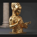 Statua dorata Busto Atena Dorata con Civetta | Scultura Mitologia Greca