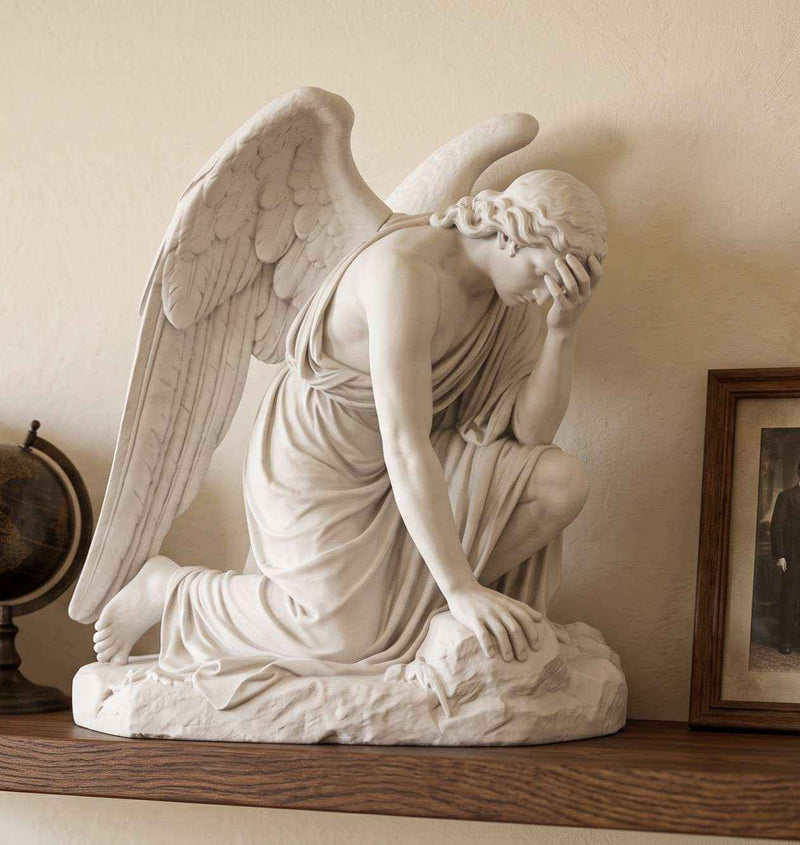 Statua Angelo Caduto La Caduta di Lucifero in Resina Effetto Gesso | Scultura Dark Academia, Gothic & Fantasy Decor