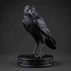 Statuetta di Corvo Nero con Tre Occhi, Elegante Scultura Gotica per Arredamento Casa