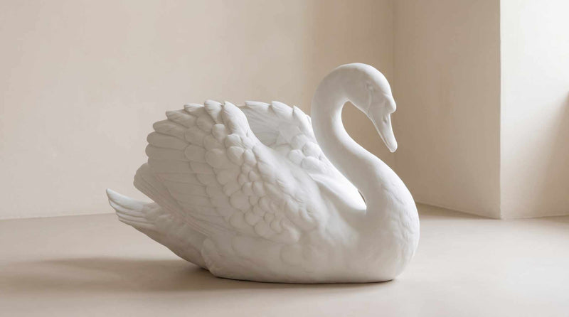 Cigno — Statua in Resina Bianca Opaca - Taraflo