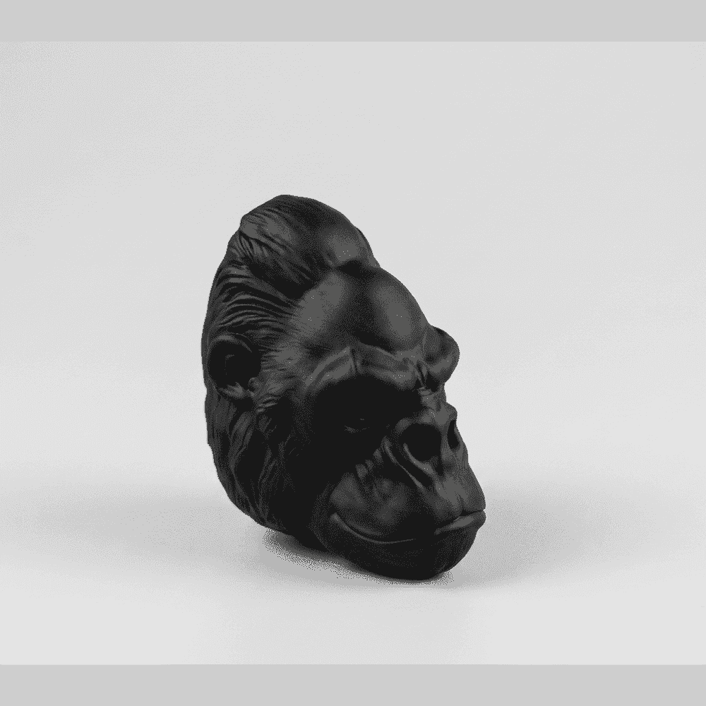 Testa di Gorilla «Primal Elegance» — Scultura da Parete in Resina Nera Opaca (25 cm) - Taraflo