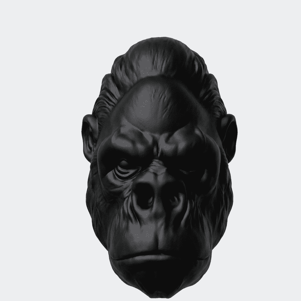 Testa di Gorilla «Primal Elegance» — Scultura da Parete in Resina Nera Opaca (25 cm) - Taraflo