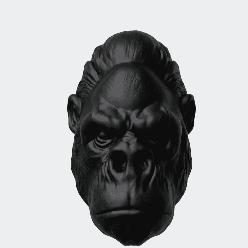 Testa di Gorilla «Primal Elegance» — Scultura da Parete in Resina Nera Opaca (25 cm) - Taraflo