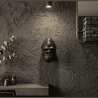 Testa di Gorilla «Primal Elegance» — Scultura da Parete in Resina Nera Opaca (25 cm) - Taraflo