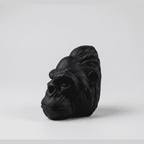 Testa di Gorilla «Primal Elegance» — Scultura da Parete in Resina Nera Opaca (25 cm) - Taraflo