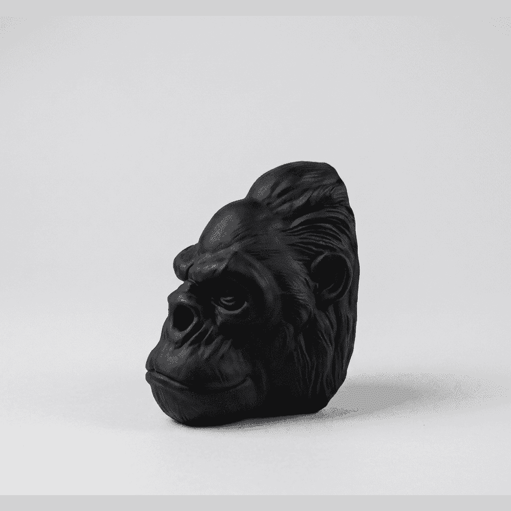 Testa di Gorilla «Primal Elegance» — Scultura da Parete in Resina Nera Opaca (25 cm) - Taraflo