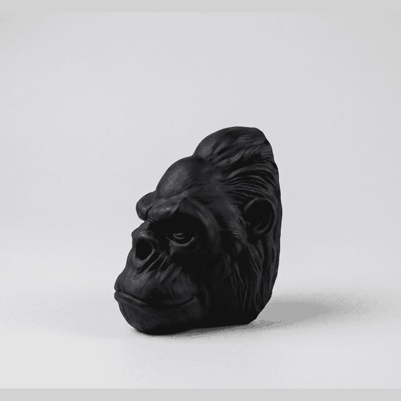 Testa di Gorilla «Primal Elegance» — Scultura da Parete in Resina Nera Opaca (25 cm) - Taraflo