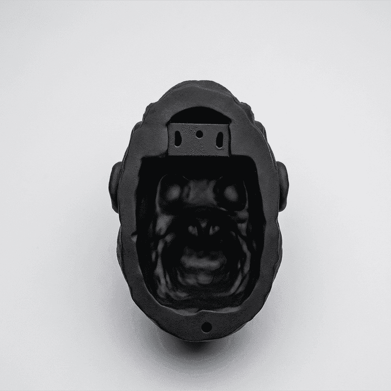 Testa di Gorilla «Primal Elegance» — Scultura da Parete in Resina Nera Opaca (25 cm) - Taraflo