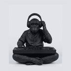 The DJ Chimp — Statuetta Scimmia in Resina Nera Opaca - Taraflo