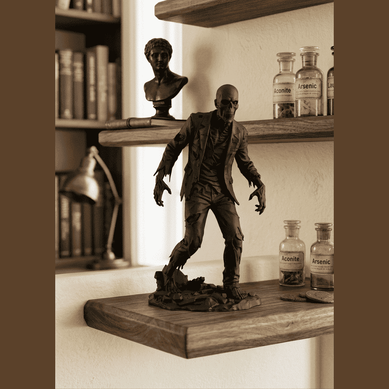 The Last Stride — Statuetta Zombie da Collezione in Resina Nera Opaca - Taraflo