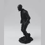 The Last Stride — Collectible Matte Black Resin Zombie Figurine. The final step for those who just won't give up. A zombie caught mid-unsteady stride, with tattered fabric and skeletal details, evoking horror atmosphere. Taraflo Taraflo Collectible Zombie Figurine