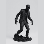 The Last Stride — Matte Black Resin Zombie Collectible Figurine: The final step for those who won't give up. A zombie caught mid-unsteady stride, amidst tattered fabric and skeletal details, evoking horror. Taraflo Taraflo Zombie Collectible Figurine