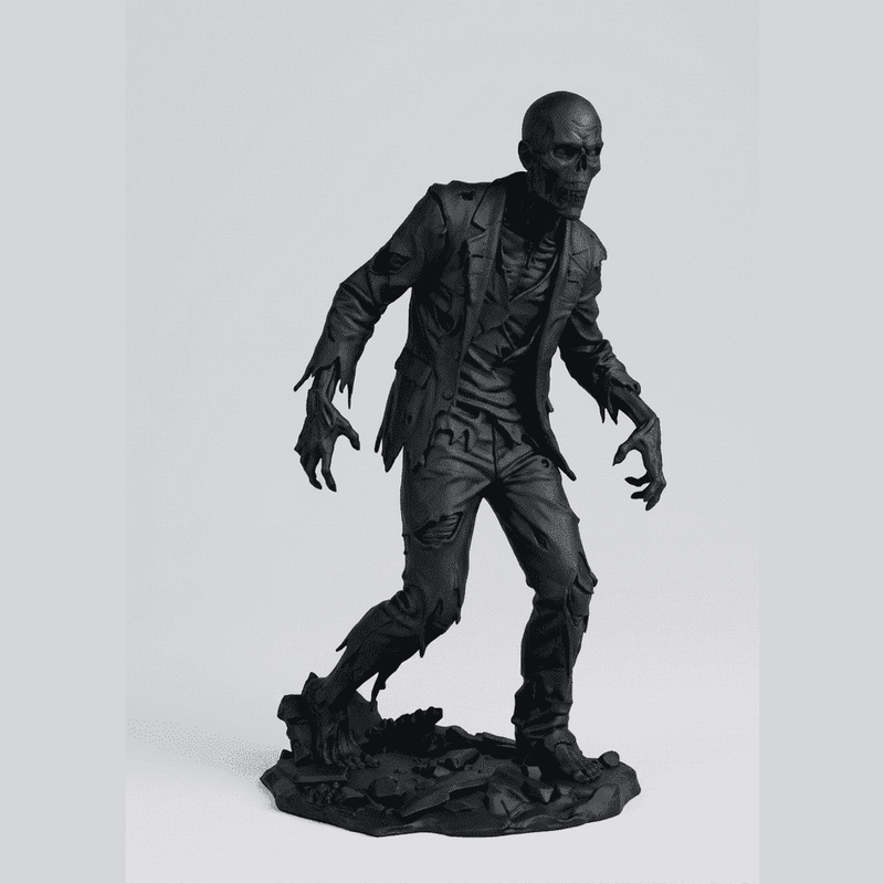 The Last Stride — Statuetta Zombie da Collezione in Resina Nera Opaca - Taraflo