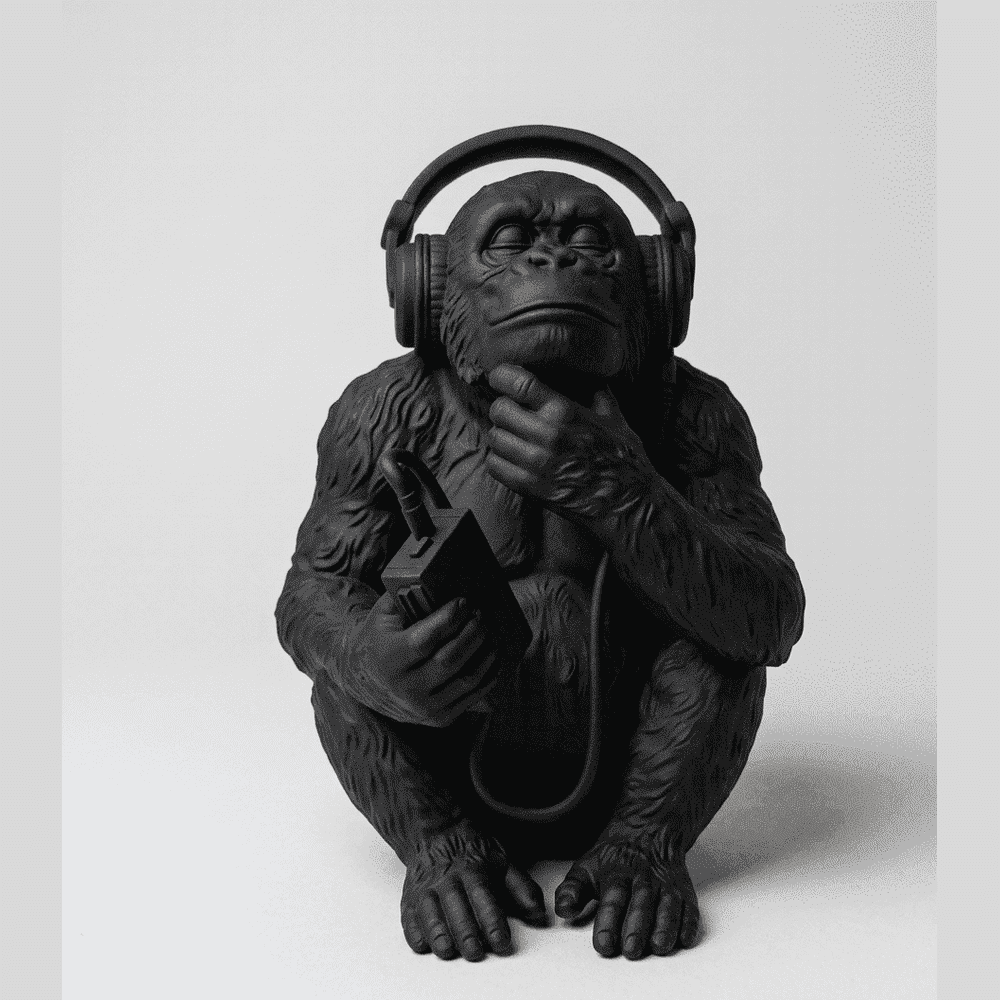 The Sound of Silence — Scimmia con Cuffie in Resina - Taraflo
