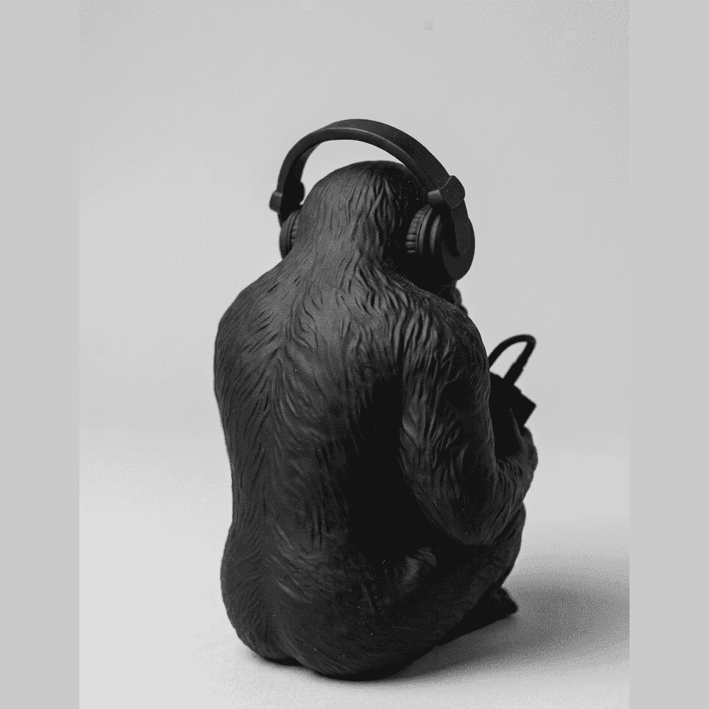 The Sound of Silence — Scimmia con Cuffie in Resina - Taraflo