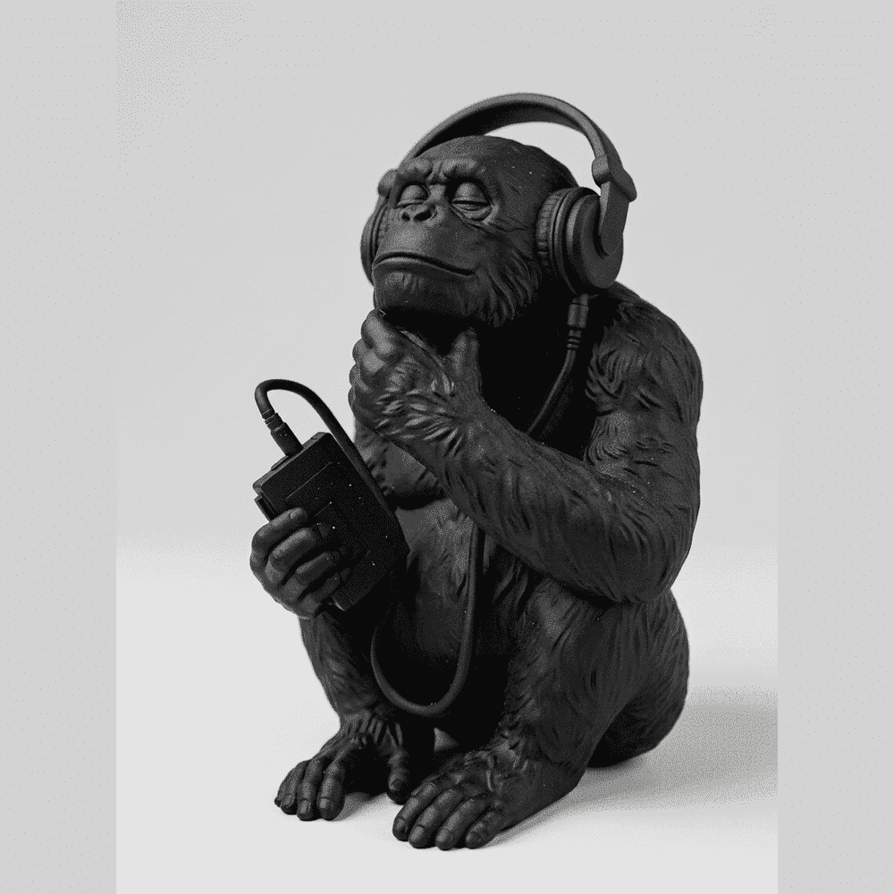 The Sound of Silence — Scimmia con Cuffie in Resina - Taraflo